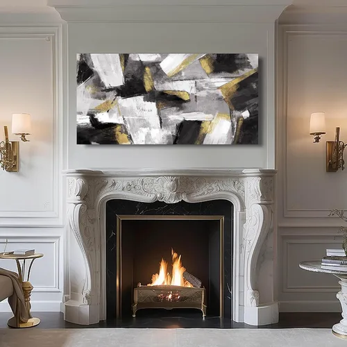 Miniatura 6 de SOUGUAN Cuadros de Arte en Blanco y Negro Abstractos Colgantes de Pared Decoración Obra de Arte Moderna 20"X40" Decoraciones de Pared