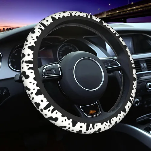 Funda para volante con diseño de vaca, antideslizante, transpirable, absorbente de sudor, adecuada para SUV, camioneta, camión, automóvil,