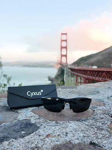 Miniatura 2 de Cyxus Gafas de sol deportivas polarizadas para hombres y mujeres, para correr, ciclismo, pesca, golf, conducción, gafas de sol Tr90, 5-marco negro
