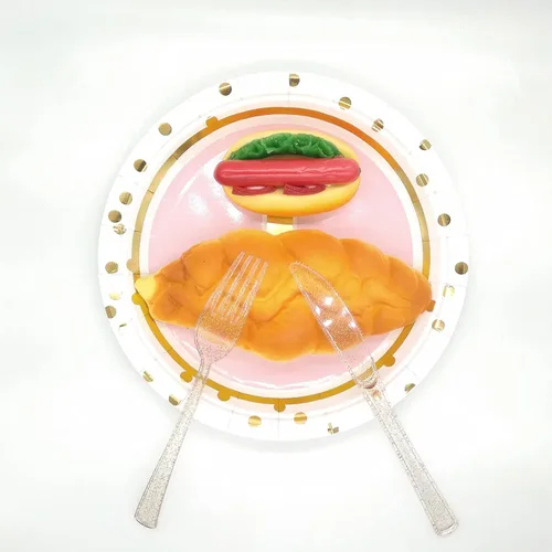 Miniatura 7 de MaitianGuyou Kit de 100 piezas de suministros para primera fiesta, juego de platos para fiesta de cumpleaños, platos de papel de 9 y 7 pulgadas