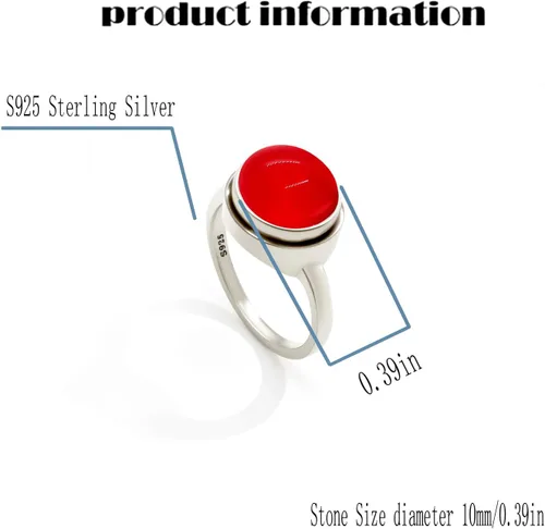 Miniatura 6 de Simple Plain Classics - Anillo de plata de ley S925 con piedras preciosas de cuarzo de cristal único para mujer, joyería de declaración