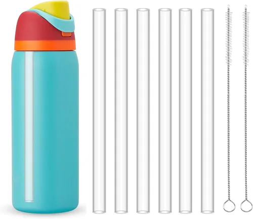 Miniatura 8 de WK ieason 6 popotes de repuesto reutilizables para Hydro Flask de 32 onzas, 18 onzas y 64 onzas, popotes de plástico con 2 cepillos de limpieza