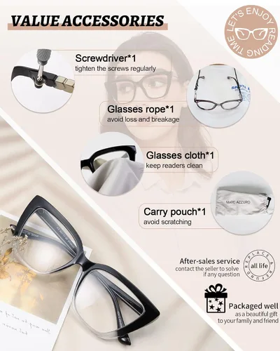 Miniatura 6 de MARE AZZURO Gafas de lectura de gran tamaño para mujer, lectores grandes de ojo de gato 1.0 1.25 1.5 1.75 2.0 2.25 2.5 2.75 3.0 3.5 4.0 5.0 6.0