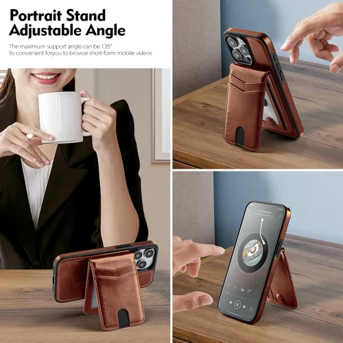 Miniatura 5 de SkyEagle Magsafe - Funda magnética 2 en 1 desmontable para iPhone 11 Pro Max con tarjetero, para mujeres y hombres, piel sintética con bloqueo RFID