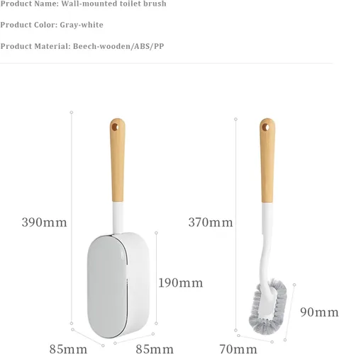 Miniatura 7 de Escobilla de inodoro y soporte con juego de tapa, diseño curvado en ángulo, cerdas duraderas para limpieza de baño