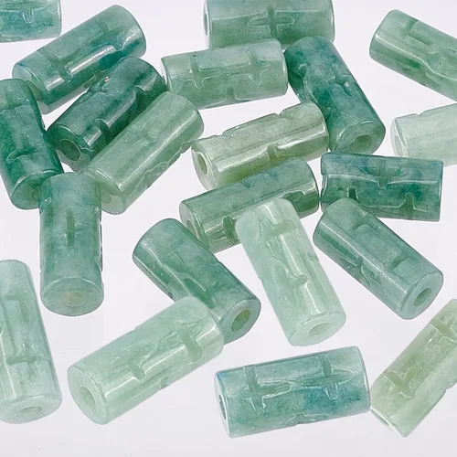 Miniatura 4 de NBEADS 16 cuentas de jadeíta natural, cuentas de piedra de columna, forma de tubo, piedra de jade grabado, cuentas de piedras preciosas