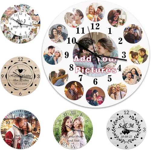 Qingxily Reloj personalizado con imagen, relojes personalizados para paredes, reloj con foto personalizado, regalo para el día de San Valentín, día