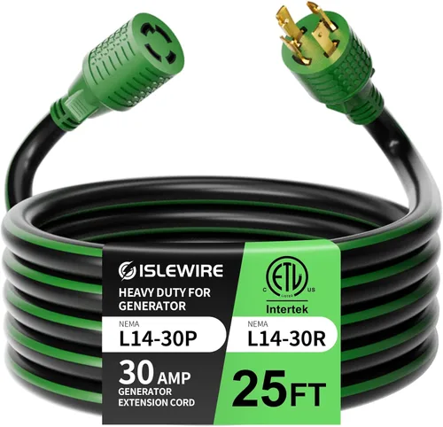 Miniatura 12 de Cable de extensión generador de 4 clavijas de 30 amperios de 10 pies, NEMA L14-30P/L14-30R, 125/250 voltios hasta 7500 vatios, cable de alimentación