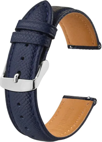 BISONSTRAP Correas de reloj de cuero con textura para mujeres y hombres, correas de repuesto de reloj con liberación rápida, 0.709 in, 0.787 in,