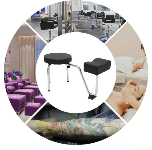 Miniatura 7 de Taburete portátil para pedicura, altura ajustable, negro, para spa, salón de belleza, estudio
