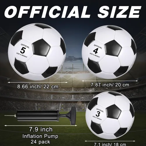 Miniatura 2 de Sotiff 24 pelotas de fútbol a granel con 24 bombas de fútbol desinfladas para niños, adolescentes, fútbol a granel para entrenamiento