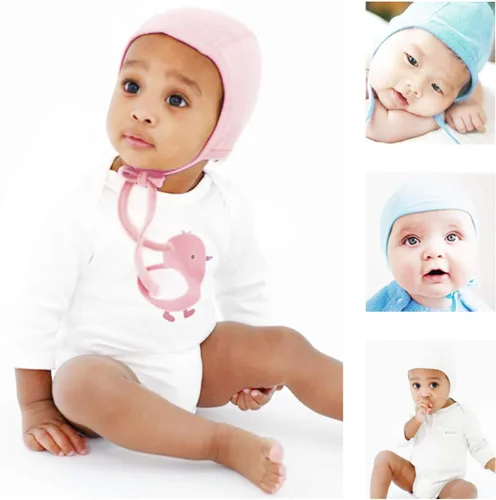 Miniatura 2 de Gorro de bebé 100% algodón suave con orejeras para niños pequeños, gorro de hospital infantil, gorras de piloto, 9.8 ft, 19.7 ft, 39.4 ft, 78.7 ft
