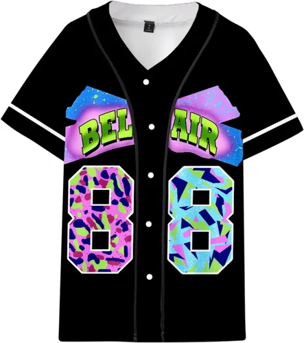 Traje de los años 90 para hombre, Bel Air 88, camiseta de béisbol para hombre de los años 90, estilo urbano, fiesta, hip hop, blusas de moda para