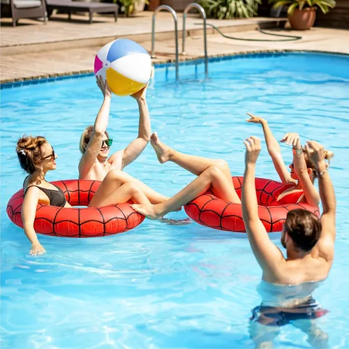 Miniatura 6 de Flotador de piscina con bandera de Estados Unidos de 36 pulgadas, anillo inflable para piscina, flotador patriótico redondo para playa, lago