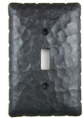 Rustic Rancho - Cubierta para placa de interruptor de palanca simple de hierro forjado EPH4 (cera natural)