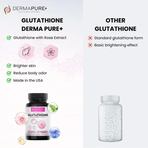 Miniatura 6 de Dermapure - Píldoras blanqueadoras de glutatión 2 en 1, 600 mg con extracto de aceite de rosa, suplemento para aclarar la piel y desodorante