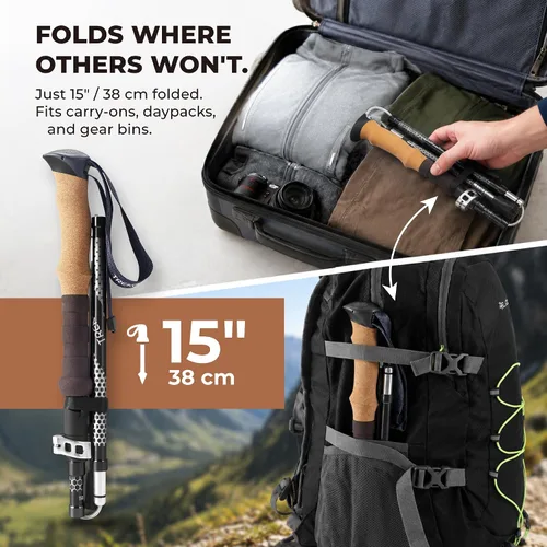 Miniatura 8 de Trekology Trek-Z - Bastones de senderismo y trekking plegables - Soporte de equilibrio para personas mayores, mujeres y hombres, 2 unidades por set