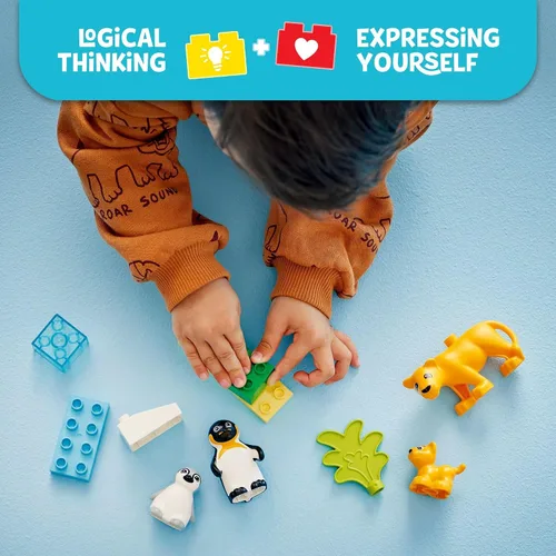 Miniatura 3 de LEGO DUPLO Town Familias de Animales Salvajes Pingüinos y Leones Juguete de Construcción Playset - Juguete de Aprendizaje y Educativo Preescolar