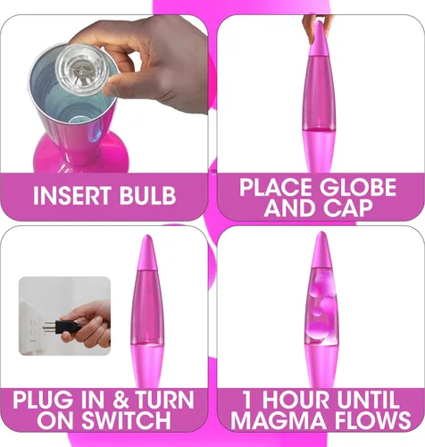 Miniatura 8 de JAMBO Hermosa Lámpara de 16 pulgadas - Rosa con Cera Blanca/Rosa, Luz Líquida Relajante, Luz Nocturna, Decoración del Hogar Sala de Estar Oficina