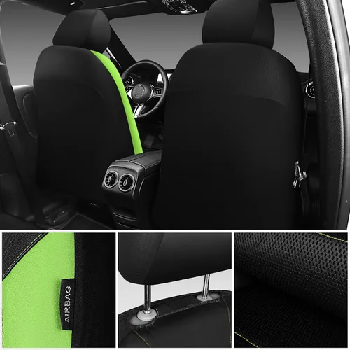 Miniatura 6 de CAR PASS Fundas de cuero para asientos delanteros solamente, con fundas de asiento delantero de malla de aire, transpirables, fundas de asiento Verde