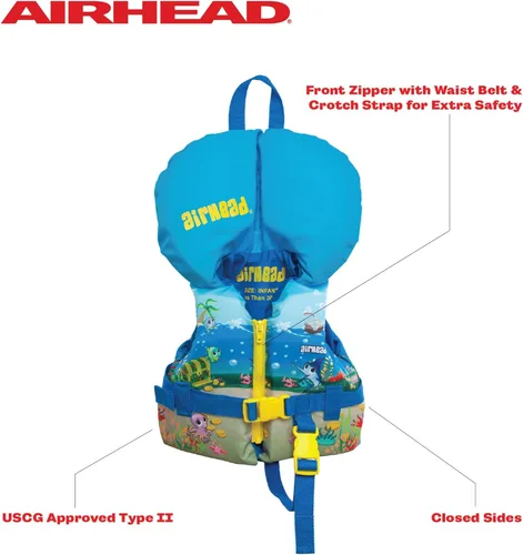 Miniatura 2 de Airhead Treasure Life Jacket for Kids - USCG Approved Infant & Child Boating Safety PFD for Swimming, Water Play & Family Recreation, Closed-Side