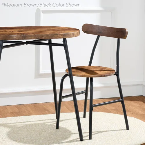 Miniatura 6 de Best Choice Products Juego de mesa de comedor ovalada de 3 piezas, moderno comedor de cocina pequeño con 2 sillas, marco de metal, respaldos curvos
