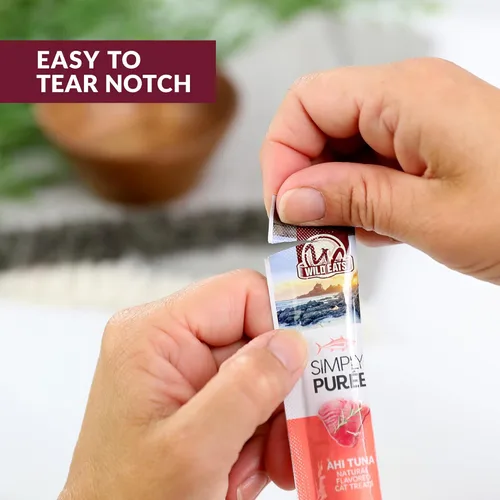 Miniatura 6 de Wild Eats Simply Puree Ahi - Tina de atún para gatos, 48 porciones individuales de golosinas para gatos con alto contenido de proteínas, totalmente