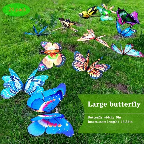 FENELY Mariposa Jardín Estacas Decoraciones Al Aire Libre 3D Mariposas Césped Decorativo Patio Decoración Accesorios Adornos PVC Jardinería Arte 24