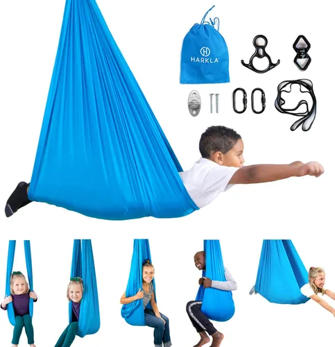 Miniatura 16 de Harkla Columpio sensorial para niños y adultos, soporta 300 libras, columpio sensorial para interiores y exteriores para un efecto calmante similar