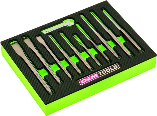 OEMTOOLS 23996 - Juego de punzón y cincel, 11 piezas, corte, forma y punción, metales medianos y suaves, acero de aleación tratado térmicamente,
