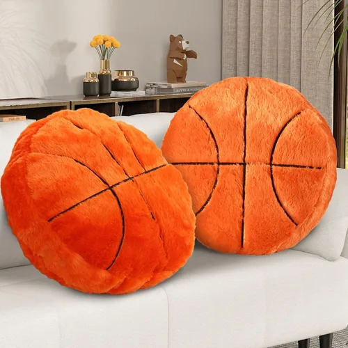 Miniatura 10 de Almohada de voleibol – 2 almohadas suaves y esponjosas de felpa de voleibol, almohadas deportivas redondas rellenas, regalos para fanáticos