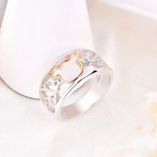 Miniatura 3 de JO WISDOM Anillo de Mickey Mouse chapado en plata de ley 925 y oro amarillo, Oro blanco, oro amarillo, metal