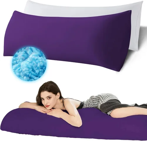 Miniatura 10 de Ubauba Almohada corporal de espuma viscoelástica, almohadas de cuerpo grande para adultos, almohadas largas firmes y esponjosas para dormir