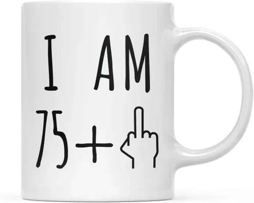Miniatura 66 de Andaz Press Divertida taza de café de 11 onzas, regalo de broma de cumpleaños, I Am 49 + 1 dedo medio, 1 paquete, ideas de regalo de cumpleaños 50