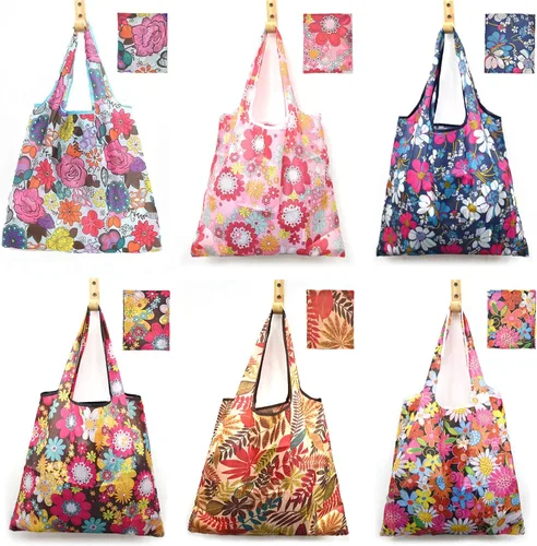 6 bolsas de comestibles reutilizables extragrandes de 50 libras, bolsas de compras plegables para comestibles, bolsa de playa, bolsas de nailon