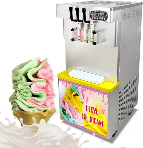 Miniatura 10 de Kolice ETL Commercial 3 sabores, máquina de helado suave de yogurt de gelato-2+1 sabores mixtos, tanques superiores refrigerados, encimera, conteo