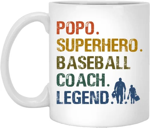 Taza Popo de entrenador de béisbol – Taza Popo Legend de entrenador de béisbol – Taza de café para el Día del Padre – Taza de béisbol – Taza Popo –