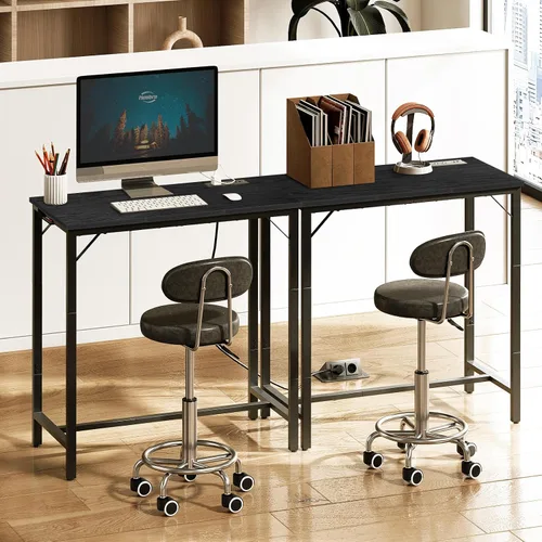 Miniatura 6 de HOOBRO Mesa de bar con estación de carga, mesa de pub rectangular, mesa de café alta, mesa de bar de altura de mostrador, mesa de comedor estrecha