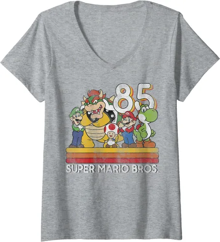 Miniatura 5 de Camiseta Nintendo Super Mario Retro con cuello en V para mujer