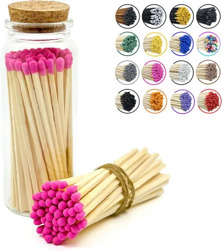 Miniatura 19 de Chandler Studio Fósforos en un frasco Más de 60 cerillas Fósforos decorativos con almohadilla de encendido Encendedor de velas largo