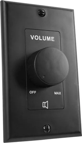 Rockville VOL7035 Controlador de zona de control de volumen de pared negro de 35 W 70 V, atenuación de 11 pasos, acabado negro de 1 banda, diseño