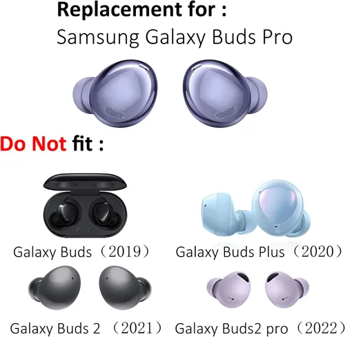 Miniatura 2 de Juego de auriculares de silicona de repuesto para auriculares Samsung Galaxy Buds Pro, 6 pares (violeta fantasma)