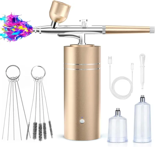 Kit de Aerógrafo con Compresor 30PSI Aerógrafo Portátil Recargable de Mano Inalámbrico para Uñas, Arte, Pintura, Decoración de Pasteles, Galletas,
