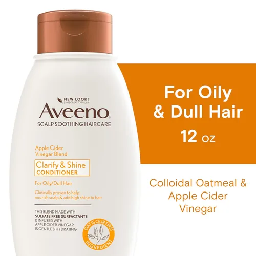 Miniatura 2 de Aveeno Acondicionador aclarante de vinagre de sidra de manzana, mejora el brillo, nutritivo, para cabello opaco, 12 onzas líquidas