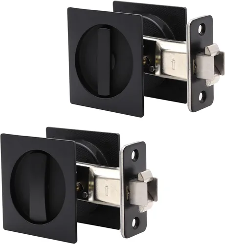 Dontay Pestillos de paso de puerta de bolsillo sin bloqueo, palanca grande, rotación de doble cara, pestillo de privacidad (cama/baño), enrasado,