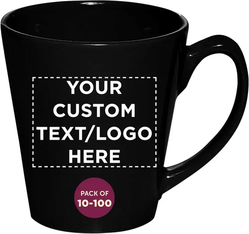 DISCOUNT PROMOS Taza de café con leche de cerámica brillante personalizada de 12 onzas, juego de 10/50/100 unidades personalizadas, paquete a