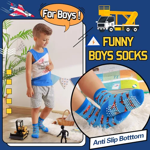 Miniatura 5 de Welwoos - Calcetines antideslizantes con agarre para bebés, 12 pares, niños pequeños, bebés, divertidos calcetines de dibujos animados de algodón