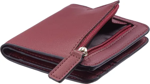 Miniatura 7 de Gostwo - Cartera compacta de piel genuina de lujo para mujer con bloqueo de RFID y ventana de identificación