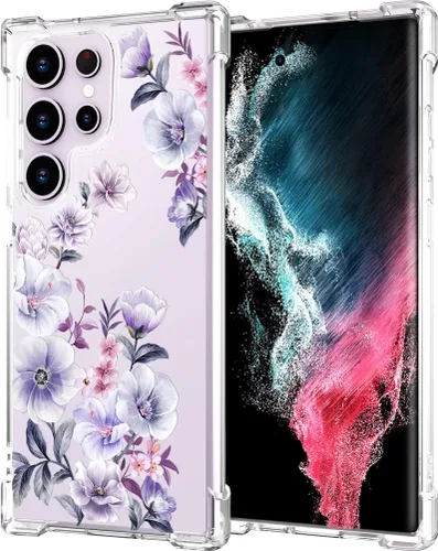 Miniatura 147 de Hungo Funda compatible con Samsung Galaxy S23 con diseño floral y bonito diseño transparente, femenino para mujeres y niñas, con hermoso clavel