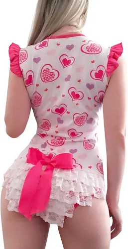 Miniatura 3 de Littleforbig Mameluco de algodón con estampado de corazones de princesa